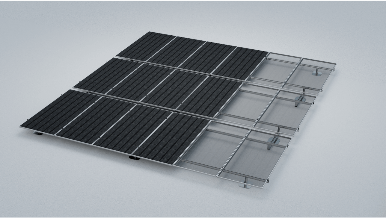Low-tilt flat-roof mounting