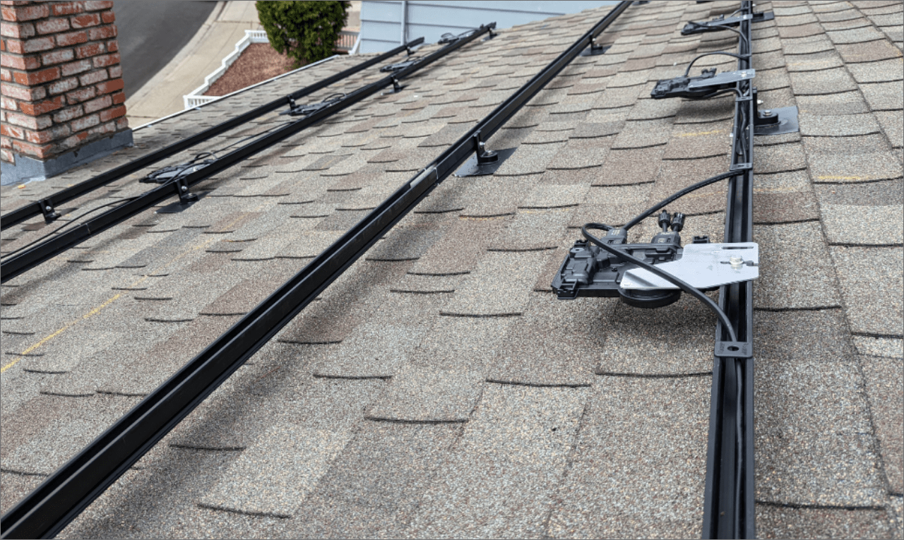 Pegasus rail and MLPE mount on a roof